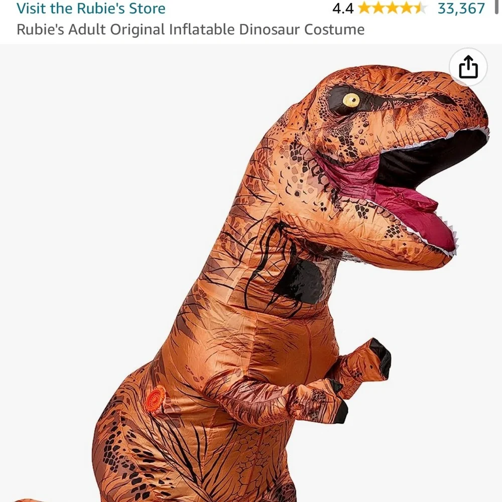 Adult one size fit all inflatable Rex suit. Brand new. Never worn. Need gone!